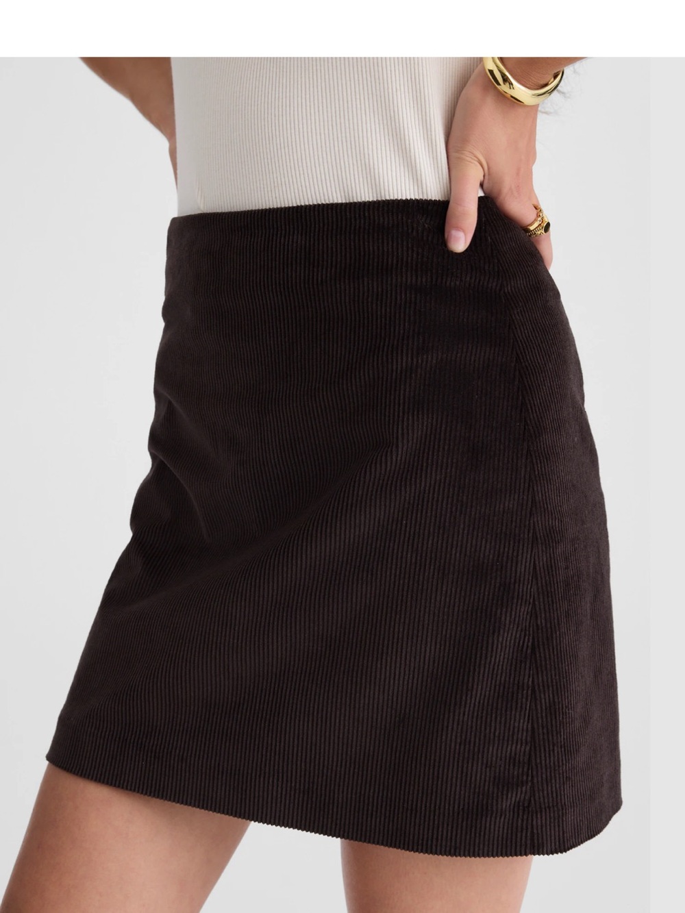 NEW Madewell Corduroy Mini Skirt Black Walnut NT647 $98 Italian fabric size 12